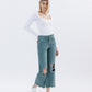 Right 45 degrees product image of Mallard Green - Super High Rise 90s Vintage Crop Flare Jeans