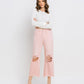 Front product images of Powder Pink - Super High Rise 90s Vintage Crop Flare Jeans