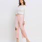 Left 45 degrees product image of Powder Pink - Super High Rise 90s Vintage Crop Flare Jeans