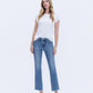Front product images of Five Steps to Heaven - Mid Rise Raw Hem Crop Straight Jeans