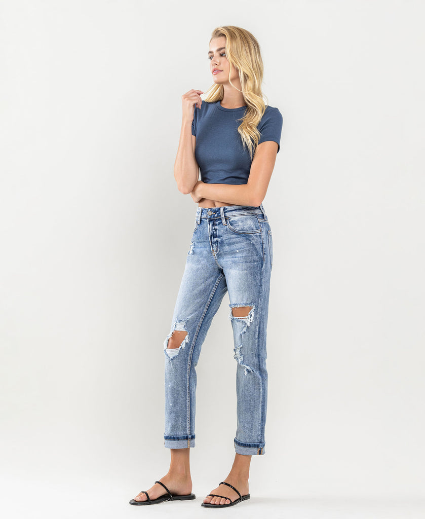 Left 45 degrees product image of  Glamorous - High Rise Boyfriend Jeans