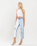 Left 45 degrees product image of Laughter - Super High Rise Mom Jeans W Contrast Blocking Details