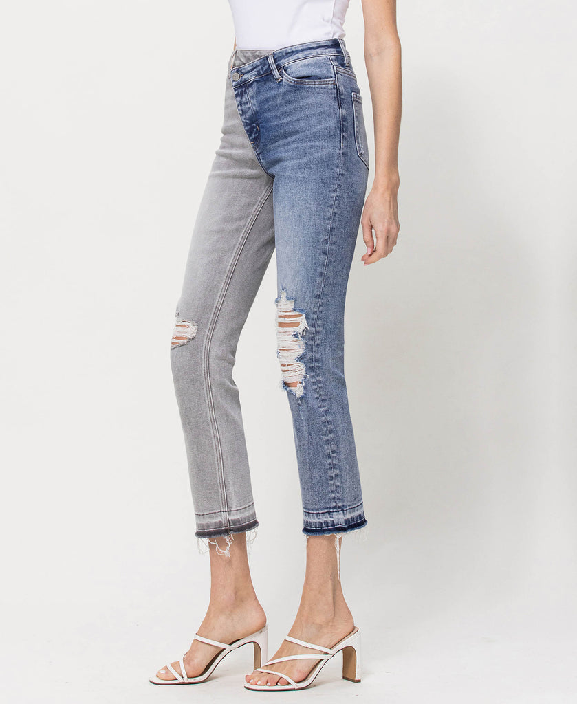 Left 45 degrees product image of Serendipity - High Rise Straight Crop Jeans