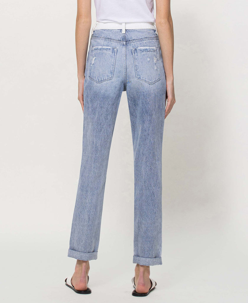 Back product images of Steady Heart - Split Two Tone Mom Jeans