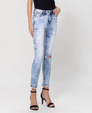 Right 45 degrees product image of Secretly - High Rise Crop Skinny Jeans with Side Grinding Details