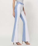 Right 45 degrees product image of Dazzling - High Rise Color Block Flare Jeans