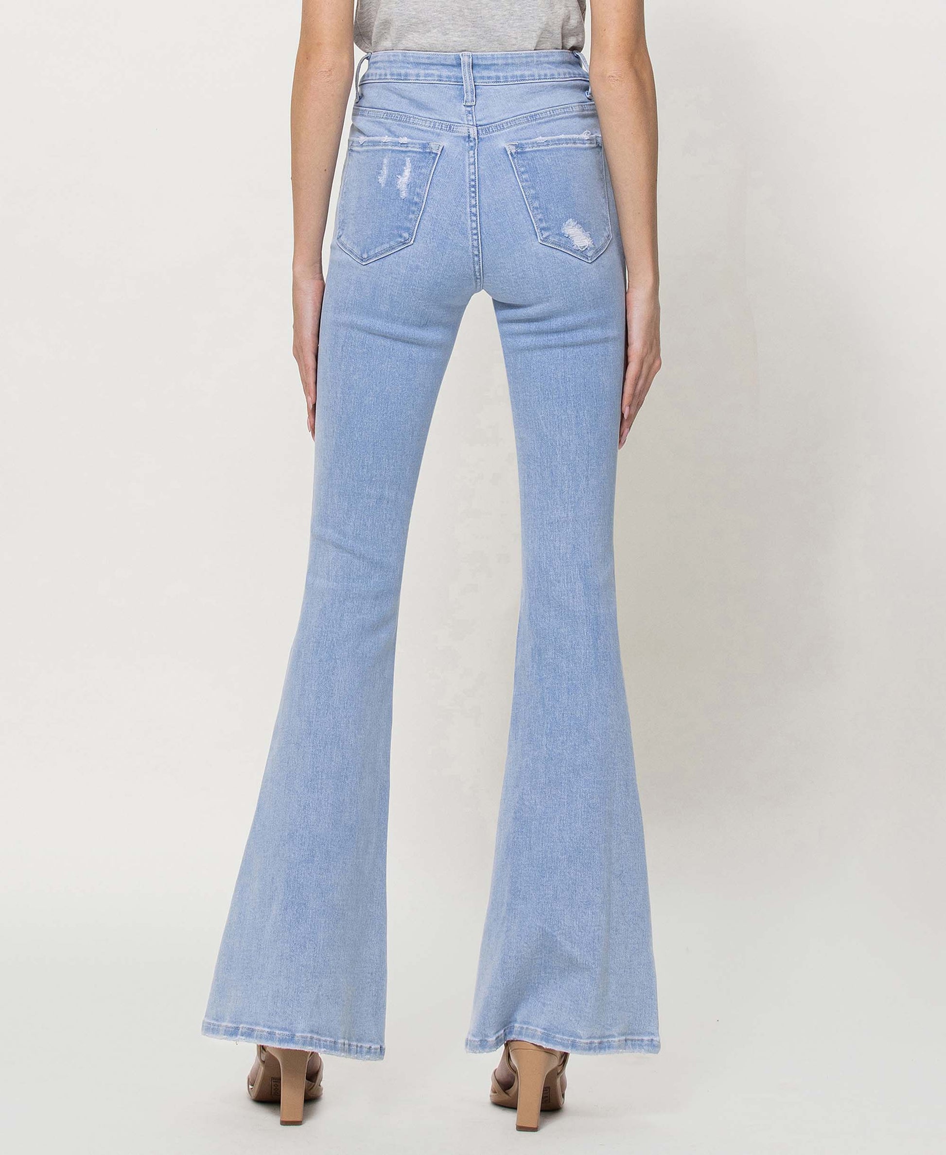 Back product images of Dazzling - High Rise Color Block Flare Jeans