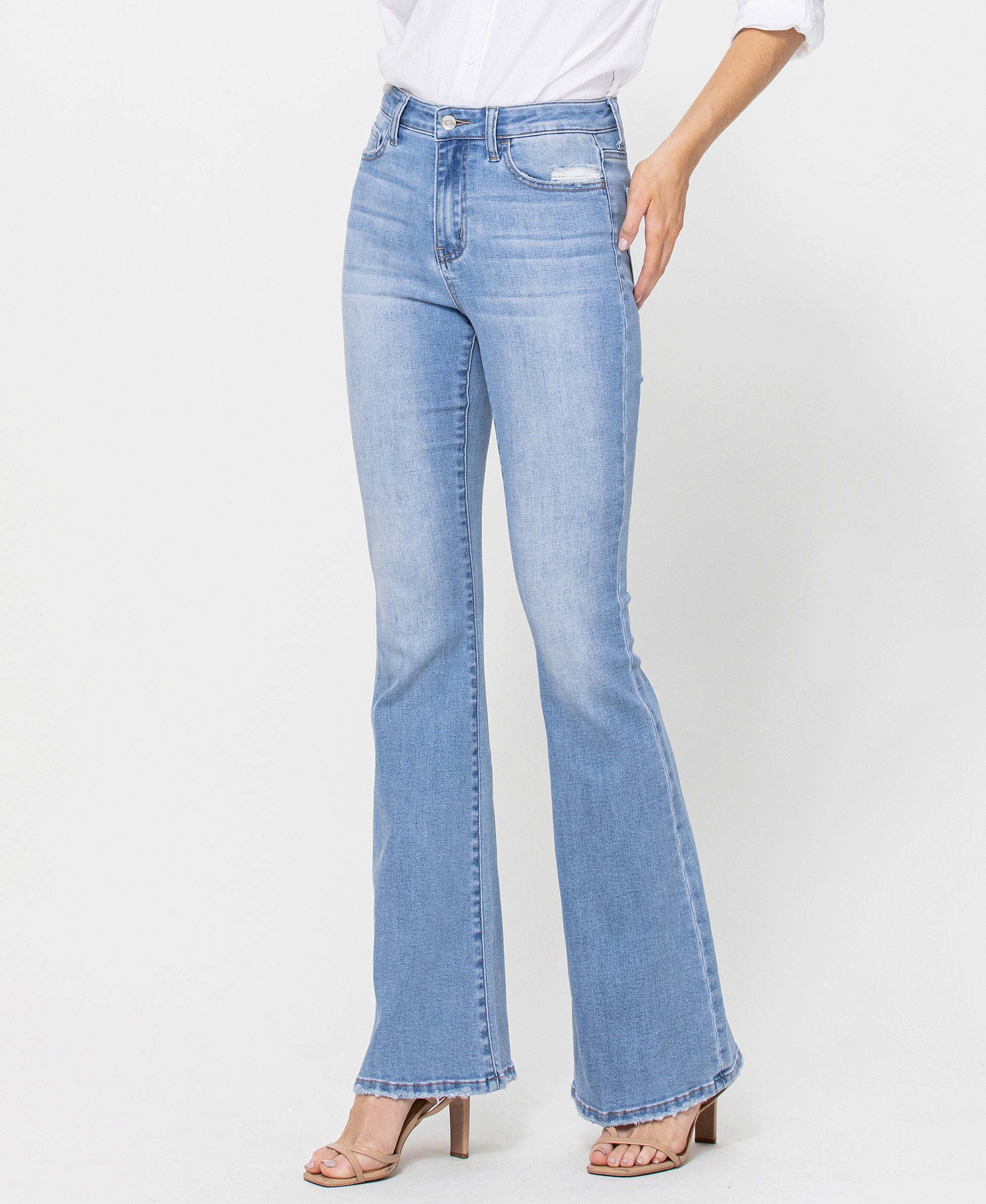 Left 45 degrees product image of Just Fine - High Rise Long Flare Jeans