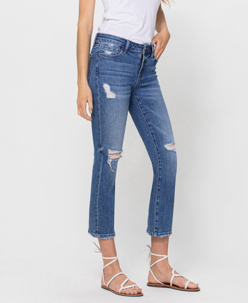 Right 45 degrees product image of Rejoice - Mid Rise Crop Slim Straight Jeans