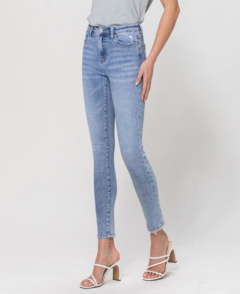 Left 45 degrees product image of Figure You Out - 90's High Rise Skinny Jeans