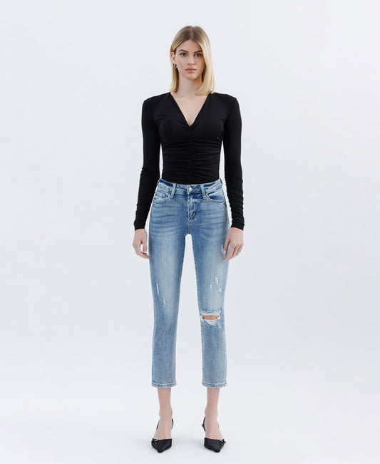 Front product images of Swing Jazz - Mid Rise Crop  Slim Straight Jeans