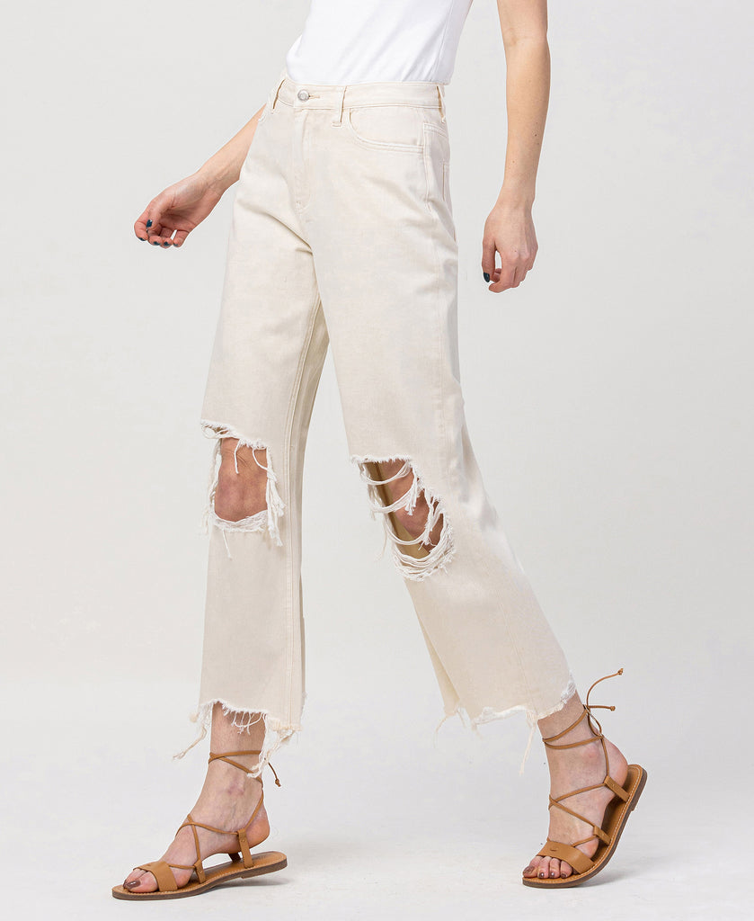 Left 45 degrees product image of Blushing - Super High Rise 90's Vintage Crop Straight Jeans