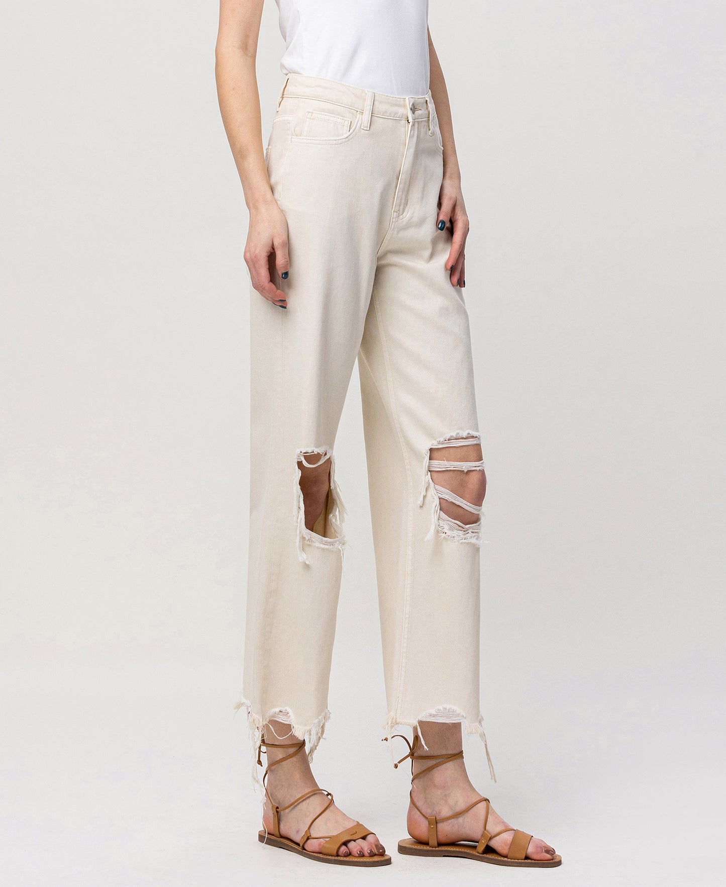 Right 45 degrees product image of  Blushing - Super High Rise 90's Vintage Crop Straight Jeans