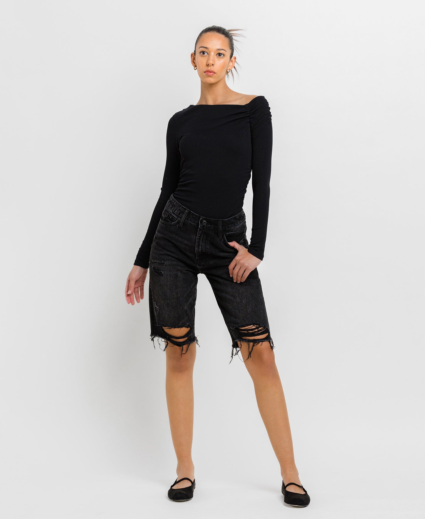 Front product images of Meritorious - Super High Rise Relaxed Shorts