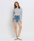 Front product images of Something Cute 2 - Double Button High Rise Denim Shorts with Double Cuff