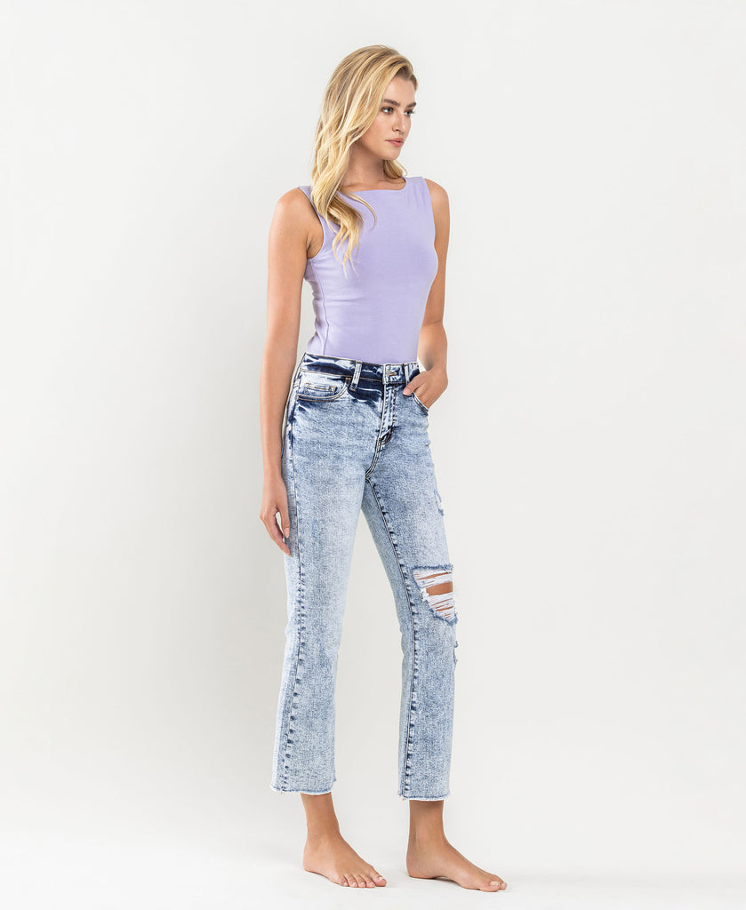 Right 45 degrees product image of Self Care - High Rise Crop Flare Jeans
