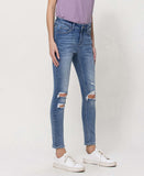 Right 45 degrees product image of Clear-Headed - Mid Rise Ankle Skinny Jeans