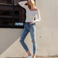 Lifestyle image of Clear Headed - Mid Rise Skinny Jeans