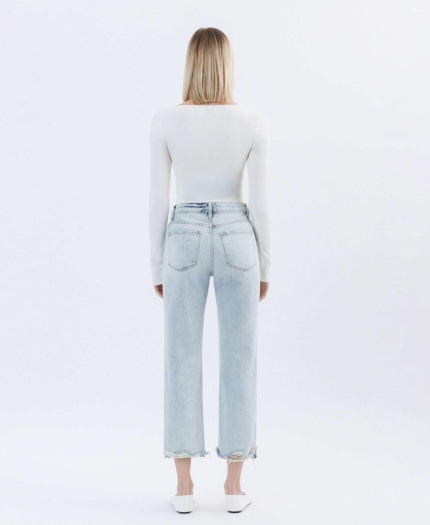 Back product images of Minor Mishap - Super High Rise Relaxed Cuffed Straight Jeans