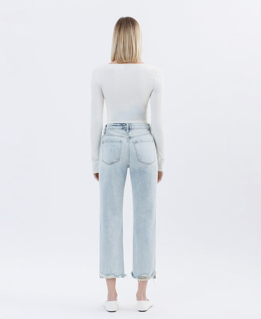 Back product images of Minor Mishap - Super High Rise Relaxed Cuffed Straight Jeans