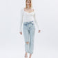 Front product images of Minor Mishap - Super High Rise Relaxed Cuffed Straight Jeans