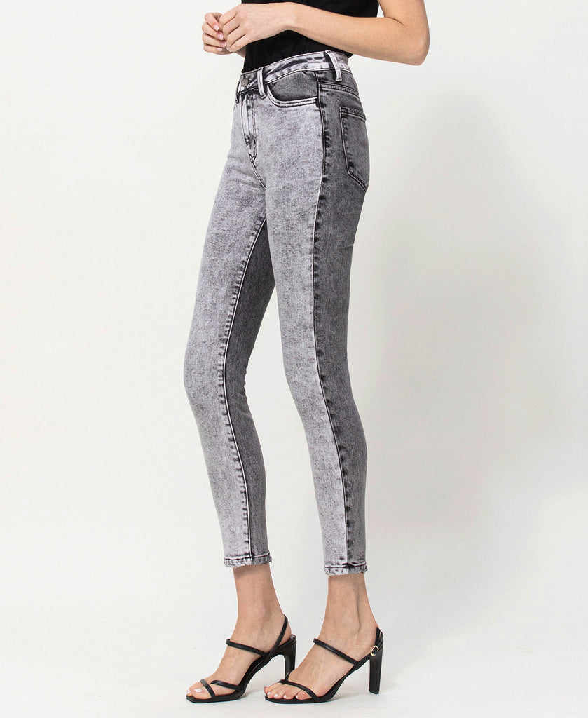 Left 45 degrees product image of Late Blues - High Rise Contrast Skinny Jeans