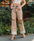 Left 45 degrees product image of Burnt - 90's Vintage Super High Rise Flare Jeans