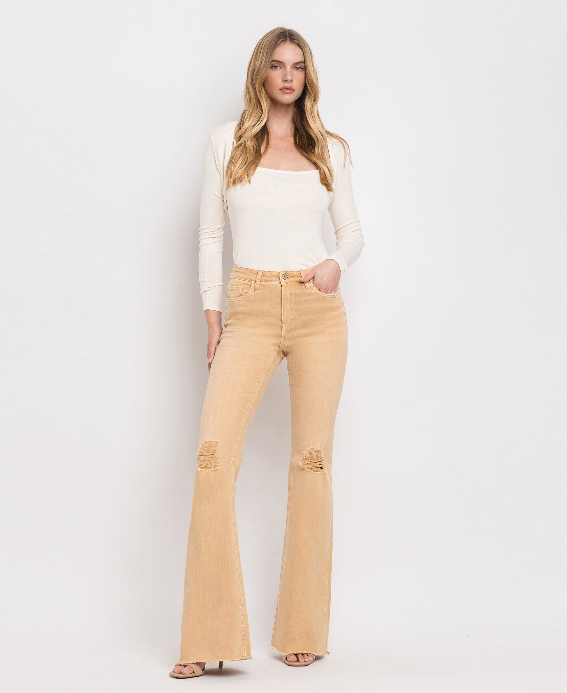 Front product images of Dew Drop - High Rise Flare Jeans