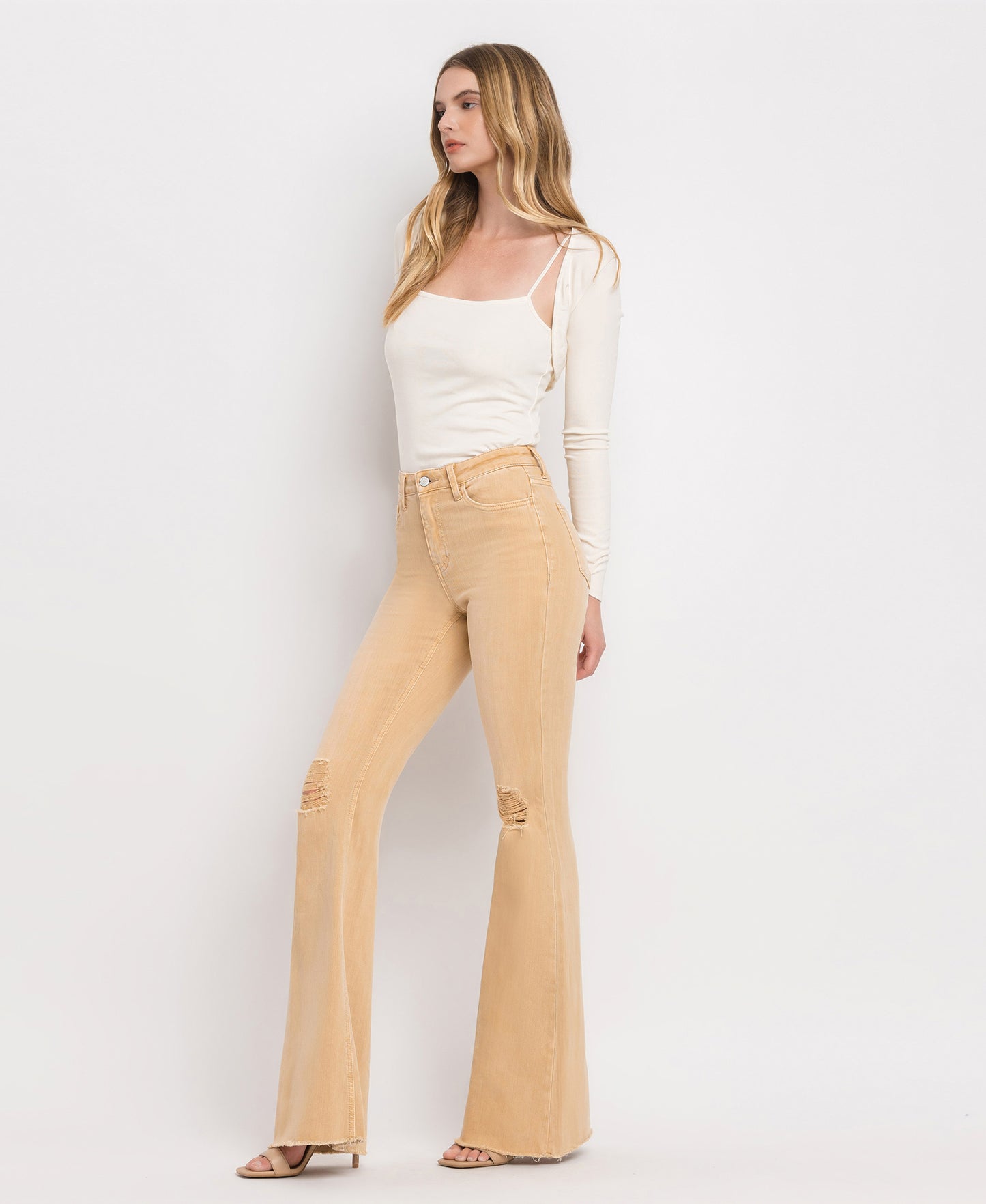 Left 45 degrees product image of Dew Drop - High Rise Flare Jeans