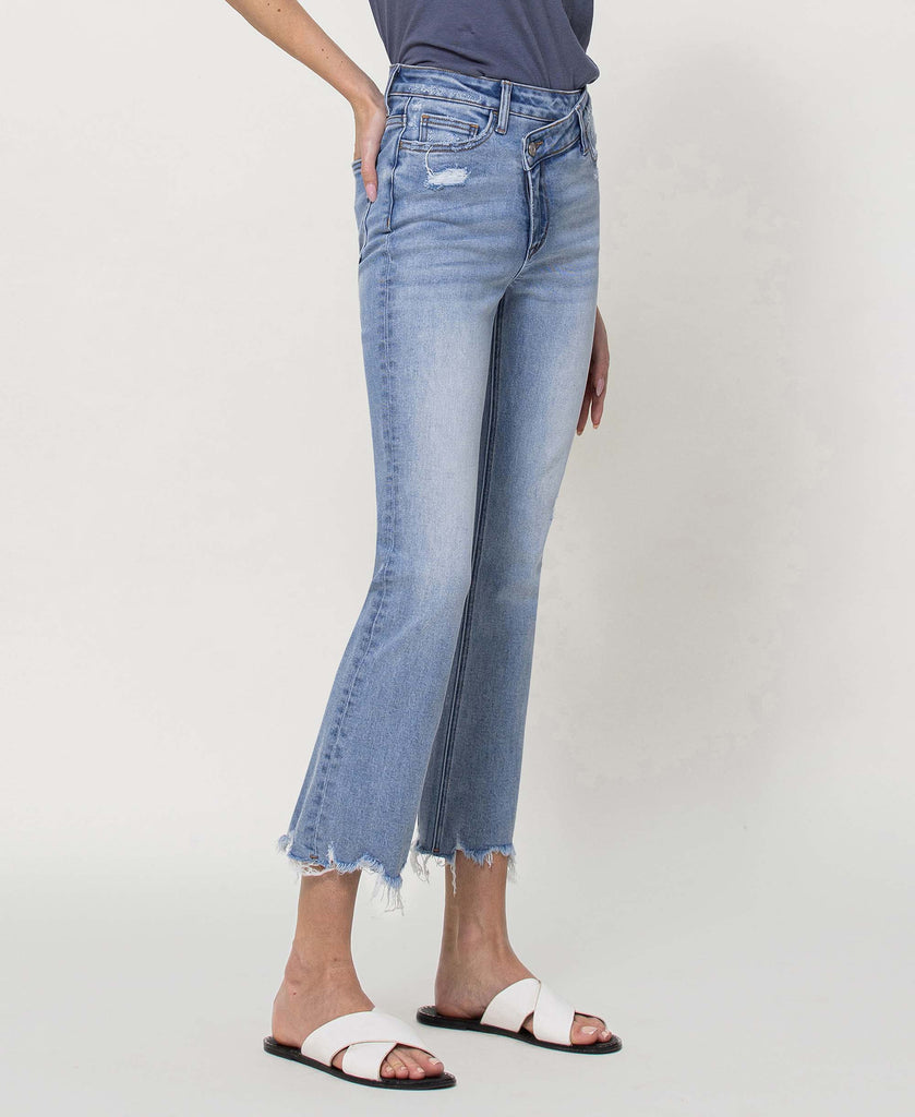 Cello Jeans Ivy Grace High Rise Criss Cross Waist Band Flare