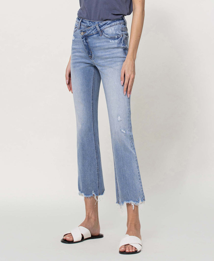 Sunfaded - High Rise Criss Cross Flare Jeans