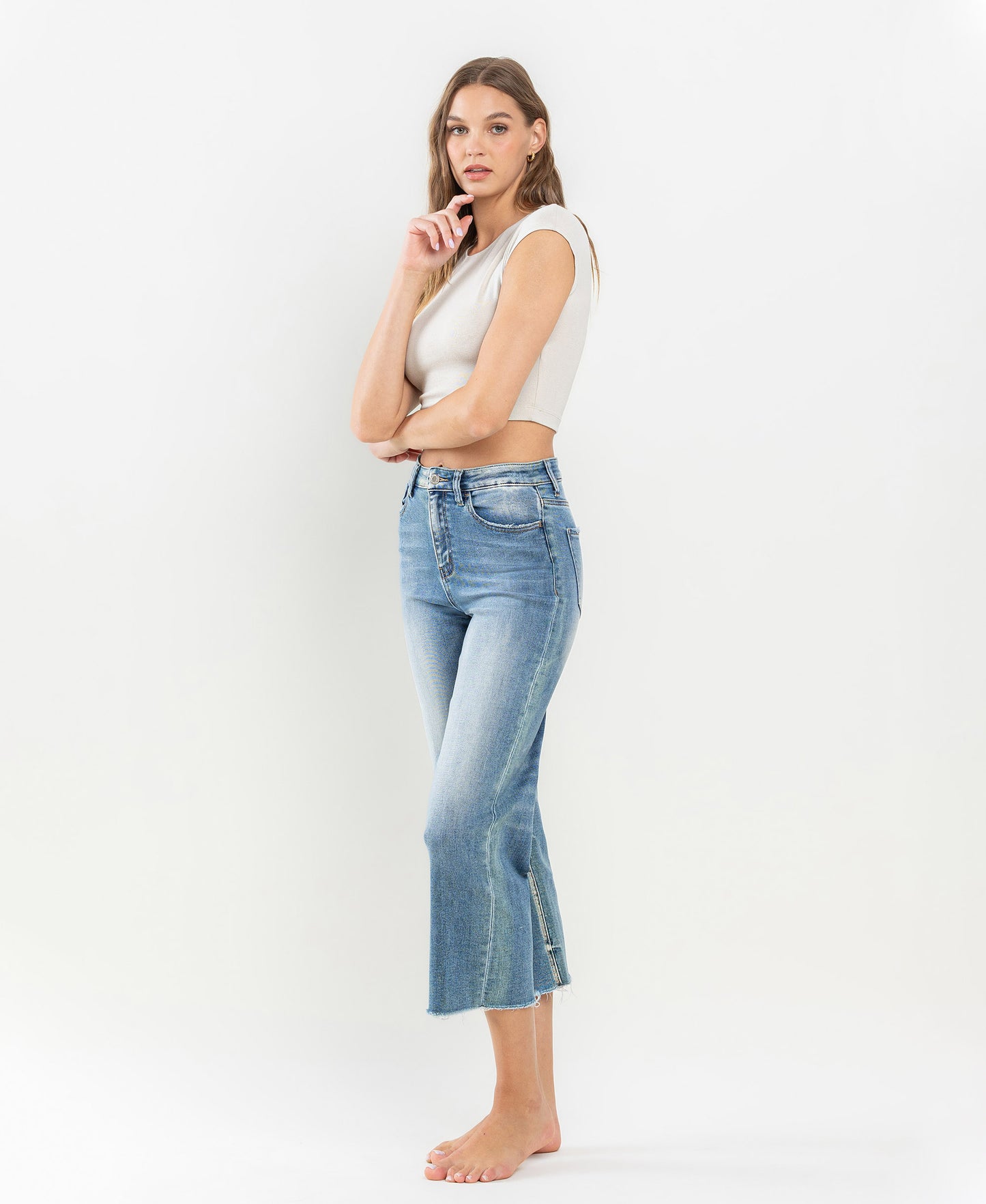 Left 45 degrees product image of Mischief - Super High Rise Wide Leg Jeans