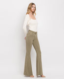 Right 45 degrees product image of Covert Green - High Rise Super Flare Jeans