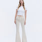 Front product images of Parchment - High Rise Raw Hem Super Flare Jeans