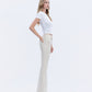 Right 45 degrees product image of Parchment - High Rise Raw Hem Super Flare Jeans