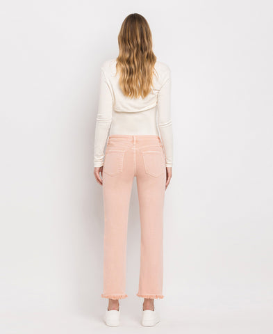 Back product images of Powdery Pink - Mid Rise Crop Straight Jeans