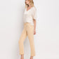 Right 45 degrees product image of Sun Beige - Mid Rise Straight Jeans