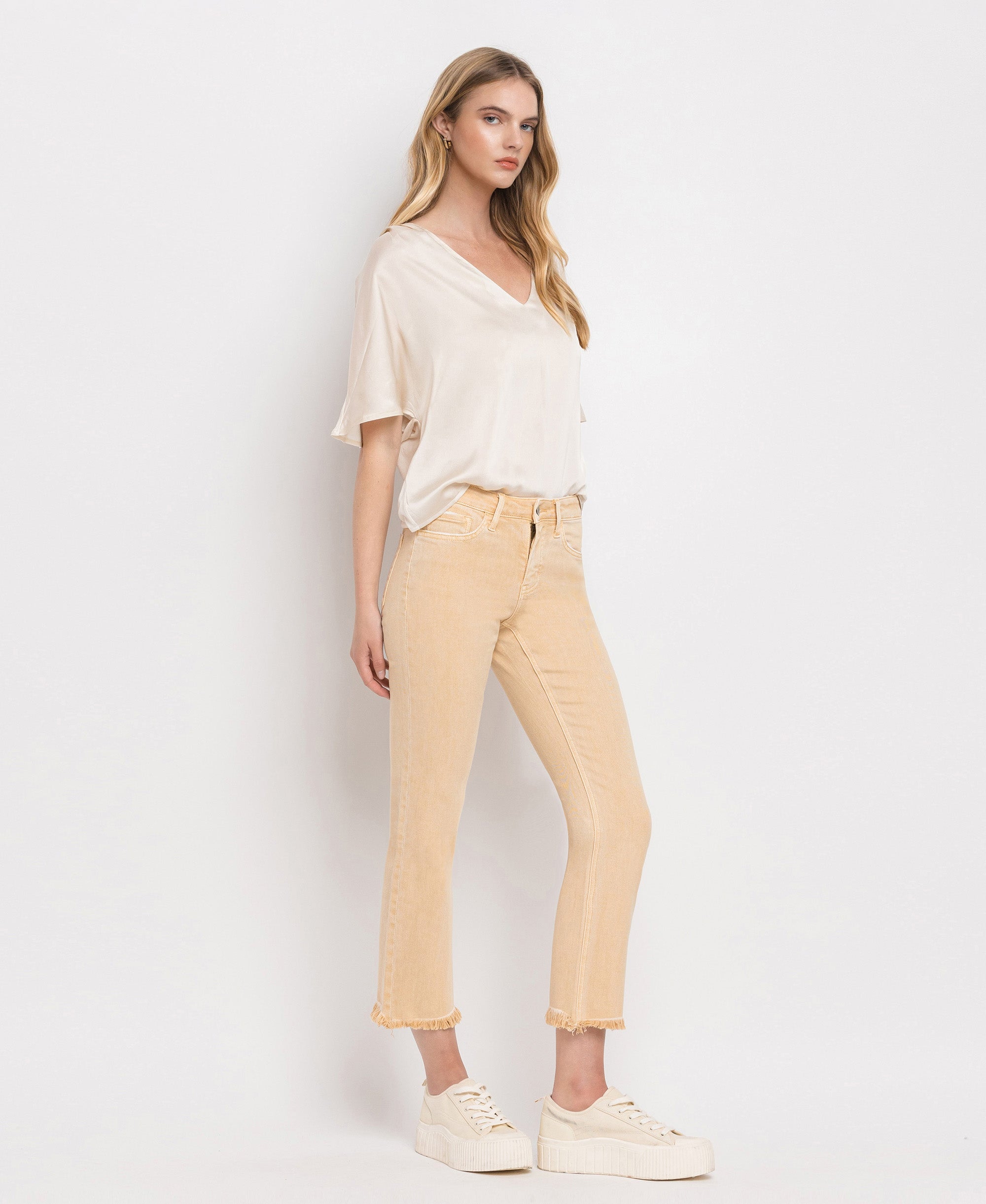 VERVET Sun Beige - Mid Rise Straight Jeans