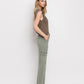 Left side product images of Army Green - High Rise Straight Crop Jeans