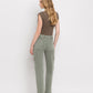 Back product images of Army Green - High Rise Straight Crop Jeans