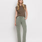 Front product images of Army Green - High Rise Straight Crop Jeans