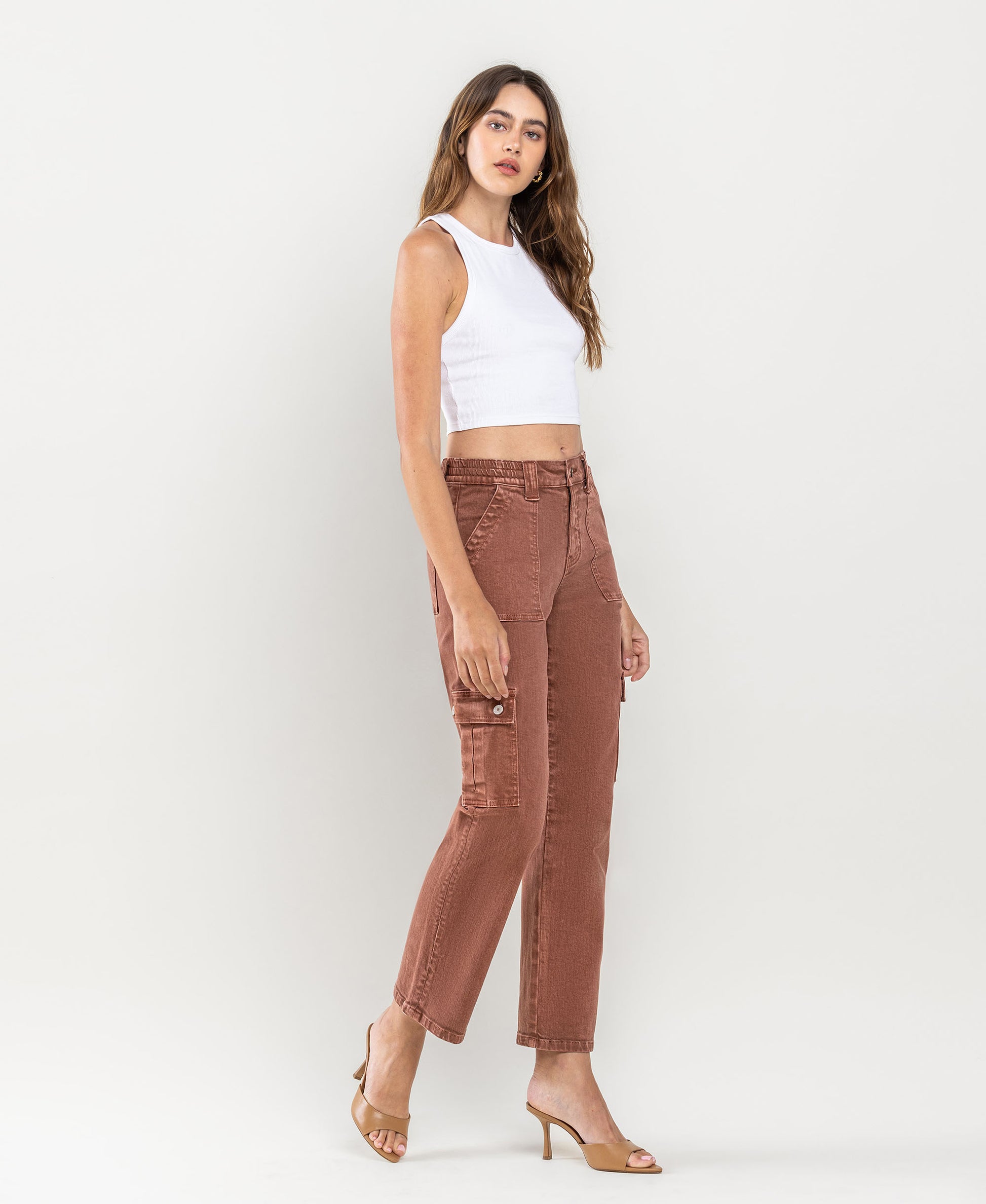 Right 45 degrees product image of Red Brick - High Rise Straight Jeans