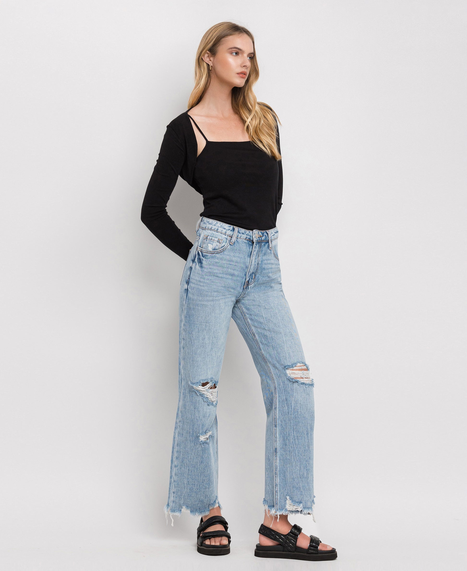 Right 45 degrees product image of Redeem - Super High Rise 90s Vintage Flare Jeans