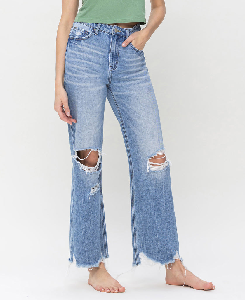 Right 45 degrees product image of Redeem - Super High Rise 90s Vintage Crop Flare Jeans