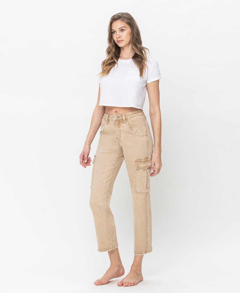 Instructive - High Rise Relaxed Straight Cargo Jeans