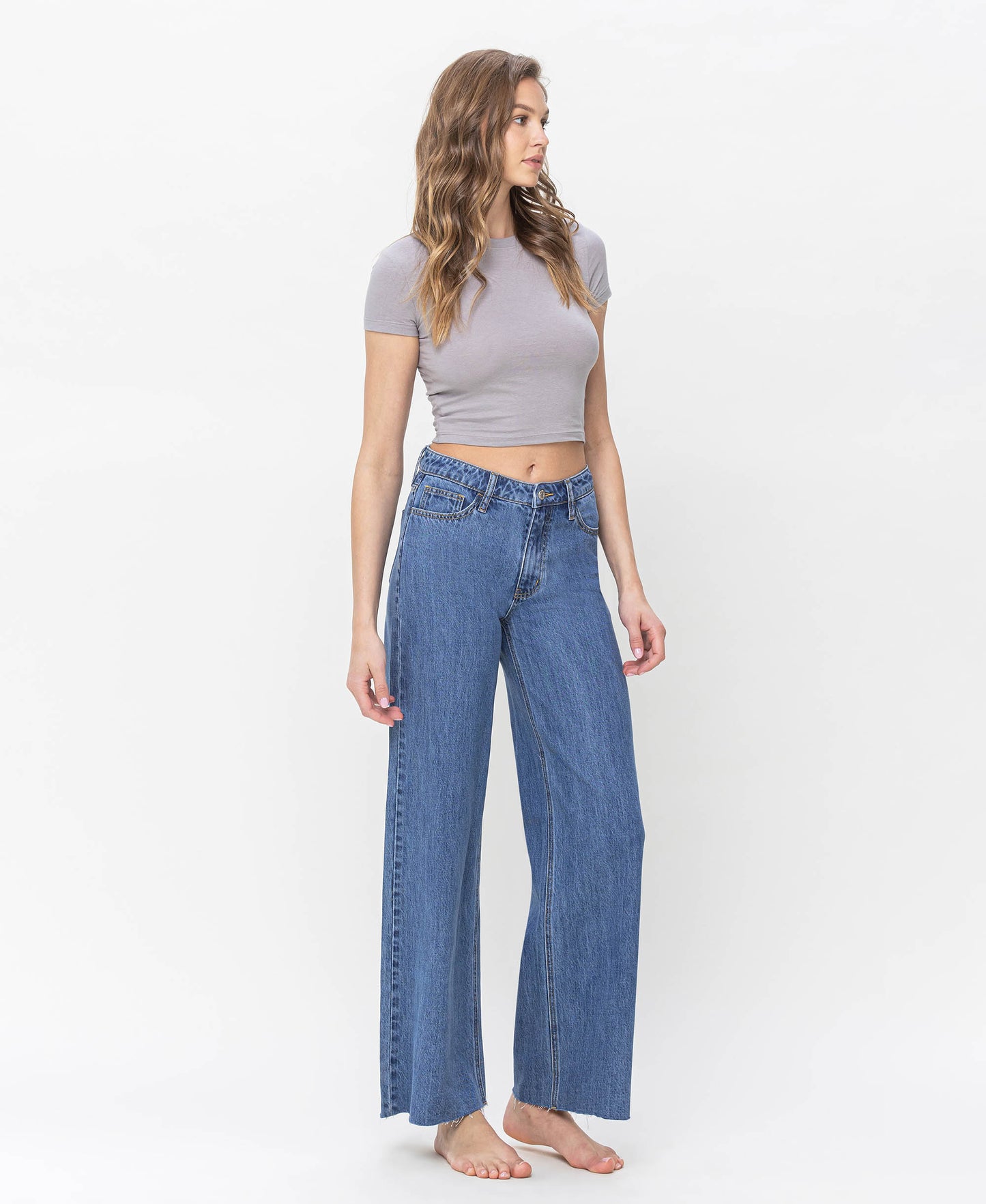 Right 45 degrees product image of Phenomenal - High Rise Wide Leg Jeans