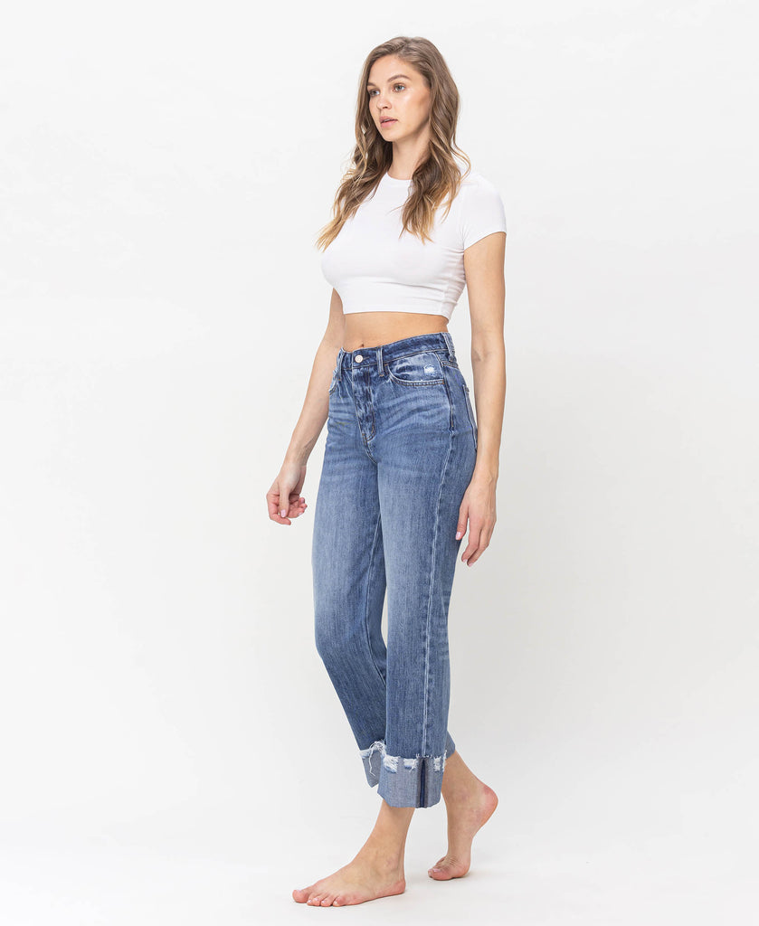 Left 45 degrees product image of Endorsement - High Rise Rigid Dad Jeans