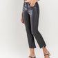 Left 45 degrees product image of Jet Black - High Rise Coated Crop Flare Jeans