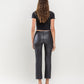 Back product images of Jet Black - High Rise Coated Crop Flare Jeans