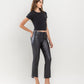 Right 45 degrees product image of Jet Black - High Rise Coated Crop Flare Jeans